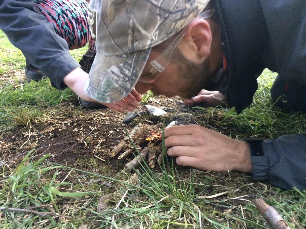 Firelighting Course - Blowing the Ember into flames - Bushcraft