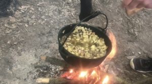 Adding stock - Nettle Champ Recipe - Pippin & Gile - Bushcraft and Foraging - South London - South Wales - Mid Wales - Brecon Beacons National Park - Surrey