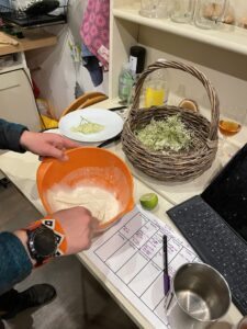 Mixing the batter to a smooth paste
