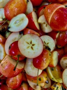 Crab Apples halved.