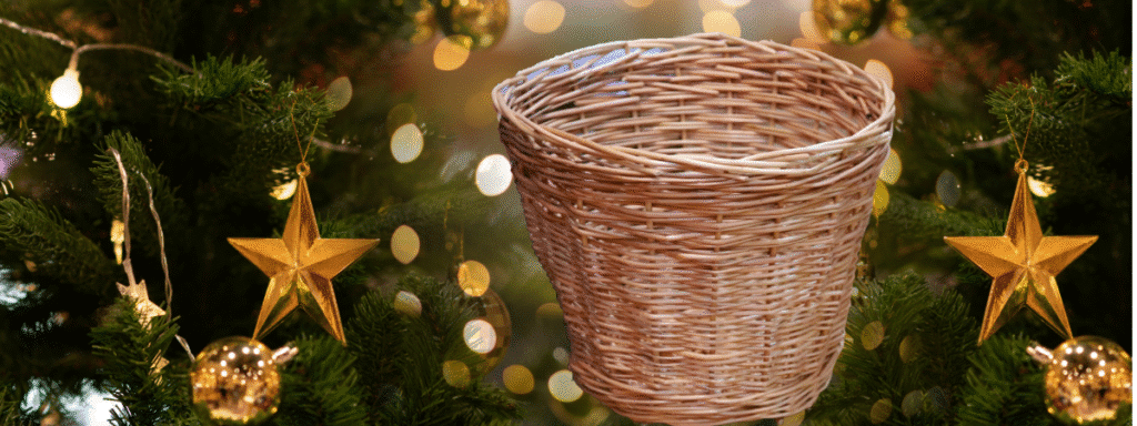 A basket and a Christmas gift background