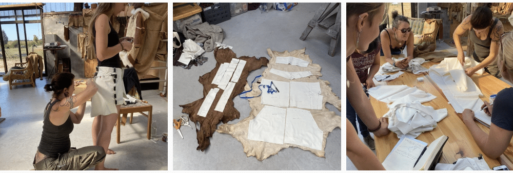 A number of images of Theresa's Leather Sewing Course