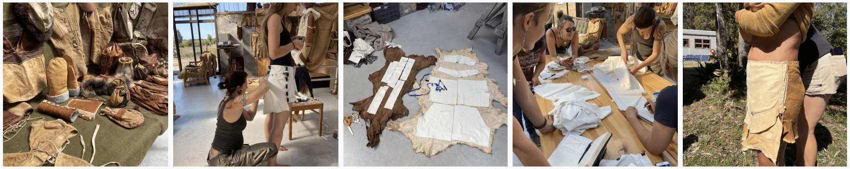 A number of images of Theresa's Leather Sewing Course